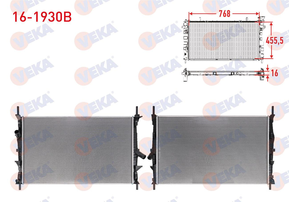 Veka 16-1930B Ford Transit-Custom Su Radiator — Radiators & Fans