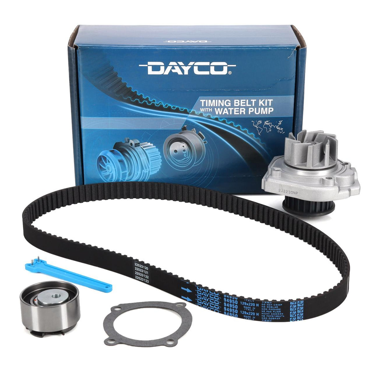 Dayco KTBWP4662 with Water Pump Camshaft Bearing Kit Albea Bravo Doblo Punto Idea Palio Siena Stilo — Water Pump & Thermostat