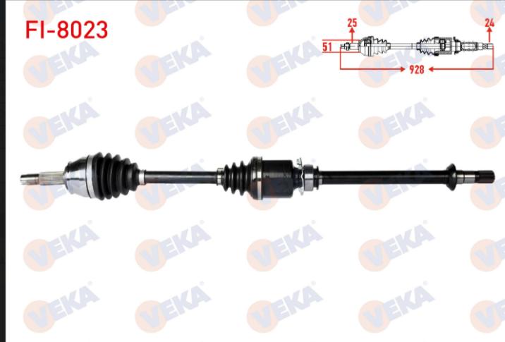 Veka FI-8023 Complete Axle Right Front Fiat Albea 1.3 Mjt 928mm 2007- — Axles, CV Joints & Boots