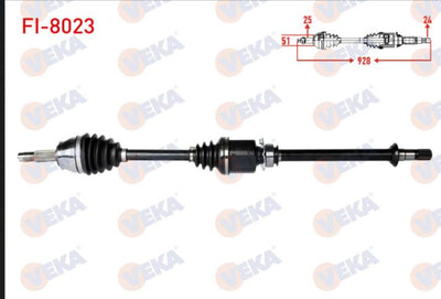 Veka FI-8023 Complete Axle Right Front Fiat Albea 1.3 Mjt 928mm 2007- — Axles, CV Joints & Boots