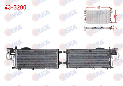 Veka 43-3200 A/C Condenser Opel Corsa C 1.3 CDTi M-T 2000-2006 — Condensers & Evaporators