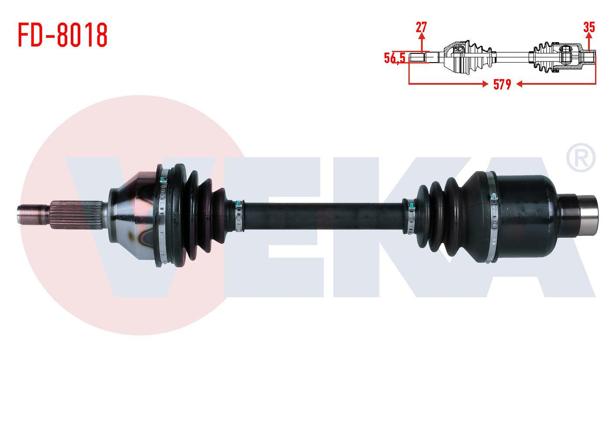 Veka FD-8018 Complete Axle Right Front Ford Mondeo III 2.0i 16V Length 579mm 2000-2007 — Axles, CV Joints & Boots