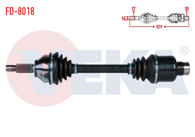 Veka FD-8018 Complete Axle Right Front Ford Mondeo III 2.0i 16V Length 579mm 2000-2007 — Axles, CV Joints & Boots