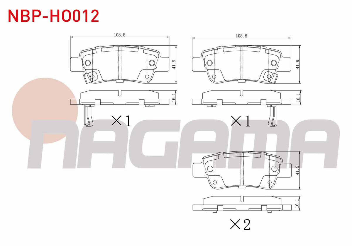 NAGAMA NBP-HO012 Brake Pad Rear with Wear Indicator Honda Cr-V III 2.0 I-Vtec 2006-2012 / Cr-V III 2.2i CTDi 200 — Brake Pads
