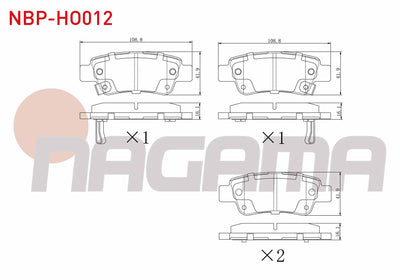NAGAMA NBP-HO012 Brake Pad Rear with Wear Indicator Honda Cr-V III 2.0 I-Vtec 2006-2012 / Cr-V III 2.2i CTDi 2006-2012 / Cr-V IV 1.6i Dtec 2012-/ Cr-V IV 2.0 2012-/ Cr-V IV 2.2i with Wear Indicator 2012