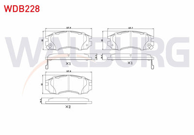 WALBURG WDB228 Brake Pad Front with Wear Indicator Mitsubishi Lancer IV (C6a — Brake Pads