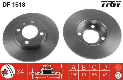 TRW DF1518 Disc Brake - Fits 1992 Golf, Polo, and More — Brake Rotors & Drums