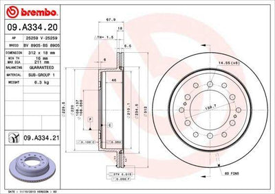 BREMBO UV Coated Rear Brake Disc - Compatible with Toyota Land Cruiser (2.7-4.0 D-4D) — Brake Rotors & Drums