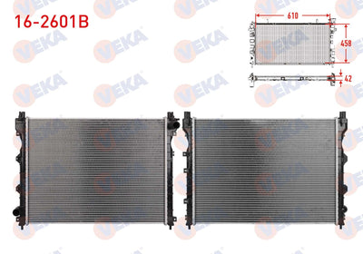 Veka 16-2601B Water Radiator Brazing Land Rover Freelander (Ln) 2.0 Td4 A-T / M-T Ac + /-1998-2007 — Radiators & Fans