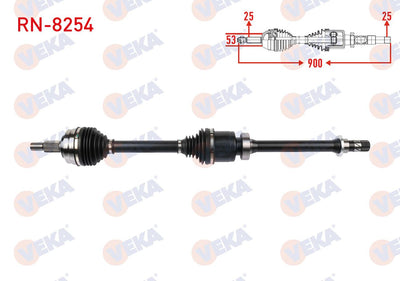 Veka RN-8254 Complete Axle Right Front Length 900mm Clio V (B7_) 1.0 TCE 100 (B7mt) Cvt A-T Snz. 2 — Axles, CV Joints & Boots