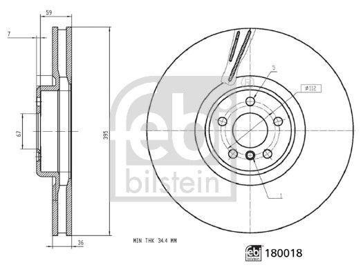 FEBI Brake Disc for BMW G11 G12 - Front Left Replacement for BMW — Brake Rotors & Drums
