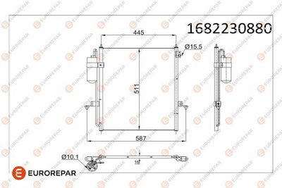 Eurorepar 1682230880 A/C Condenser Mitsubishi L200/Triton (KA_T/KB_T) 97-00 — Condensers & Evaporators