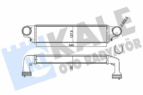 kale turbo intercooler front view, kale turbo intercooler side view, kale intercooler technical specifications KALE Turbo Intercooler - Optimal Cooling Performance for E46 & X3 | 540mm x 127.8mm x 50mm KALE Turbo Intercooler for E46 & X3 Models kale, turbo-intercooler, e46, x3, vehicle-cooling, car-parts, mechanics, performance-upgrade, car-owners, ai-generated