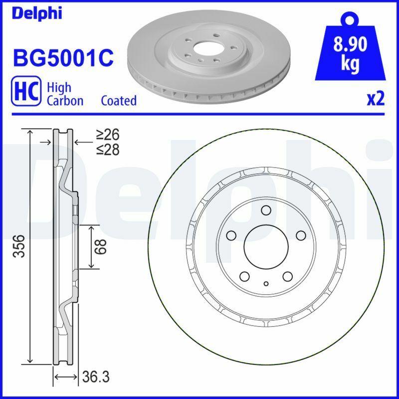Delphi BG5001C Brake Disc - Vented Type with 5 Holes — Brake Rotors & Drums
