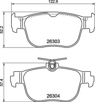 MGA 55788 Brake Pad Rear-(VW: Golf VIII 1.4 Gte 2020>/Audi: A3 3.0 TDI 2020/VW: Caddy V 2020>/Seat: Leon 1.4 TSI — Brake Pads