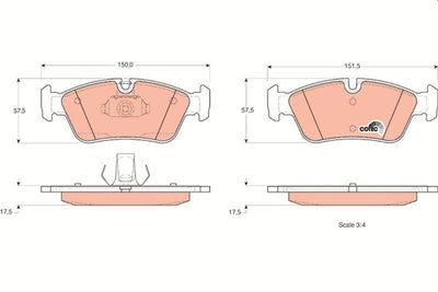 TRW GDB1348 Brake Pad Front 3 E36 3 E46 316 318 320 325 328 i D TD Z3 90-05 — Brake Pads