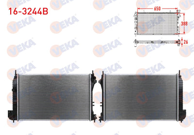 Veka 16-3244B Water Radiator Brazing Opel Vectra C 2.0 DTi M-T 2002-2008 — Radiators & Fans