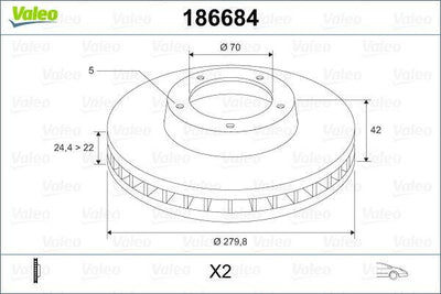 Valeo 186684 Brake Disc Front Astra G/H Combo C Zafira A/B 5 Bij. 1 Piece — Brake Rotors & Drums