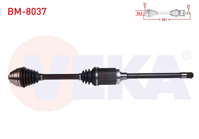 Veka BM-8037 Complete Axle Right Front BMW 3 Series (F30) 320 D xDrive A-T / M-T Length 841 mm 201 — Axles, CV Joints & Boots