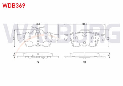 WALBURG WDB369 Brake Pad Rear Vectra C 1.6 16V-1.9 CDTi-2.0 DTi 2002-2008 / Citroen C5 III 1.6 HDi-1.6 Thp 2008 — Brake Pads
