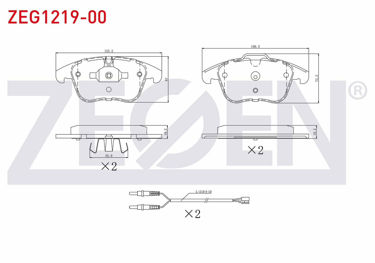 Zegen ZEG1219-00 Brake Pad Front with Connector Citroen C5 III 1.6 HDi 2008-2015 / Mondeo IV 2.0i 2007-2014 / Mo — Brake Pads