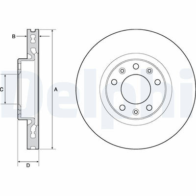 Delphi BG4669C Brake Disc Opel Astra L / Combo E / Grandland Front — Brake Rotors & Drums