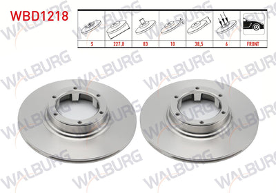 WALBURG WBD1218 Brake Disc Front Straight 4 Bjn 227,8X10x83x38 — Brake Rotors & Drums
