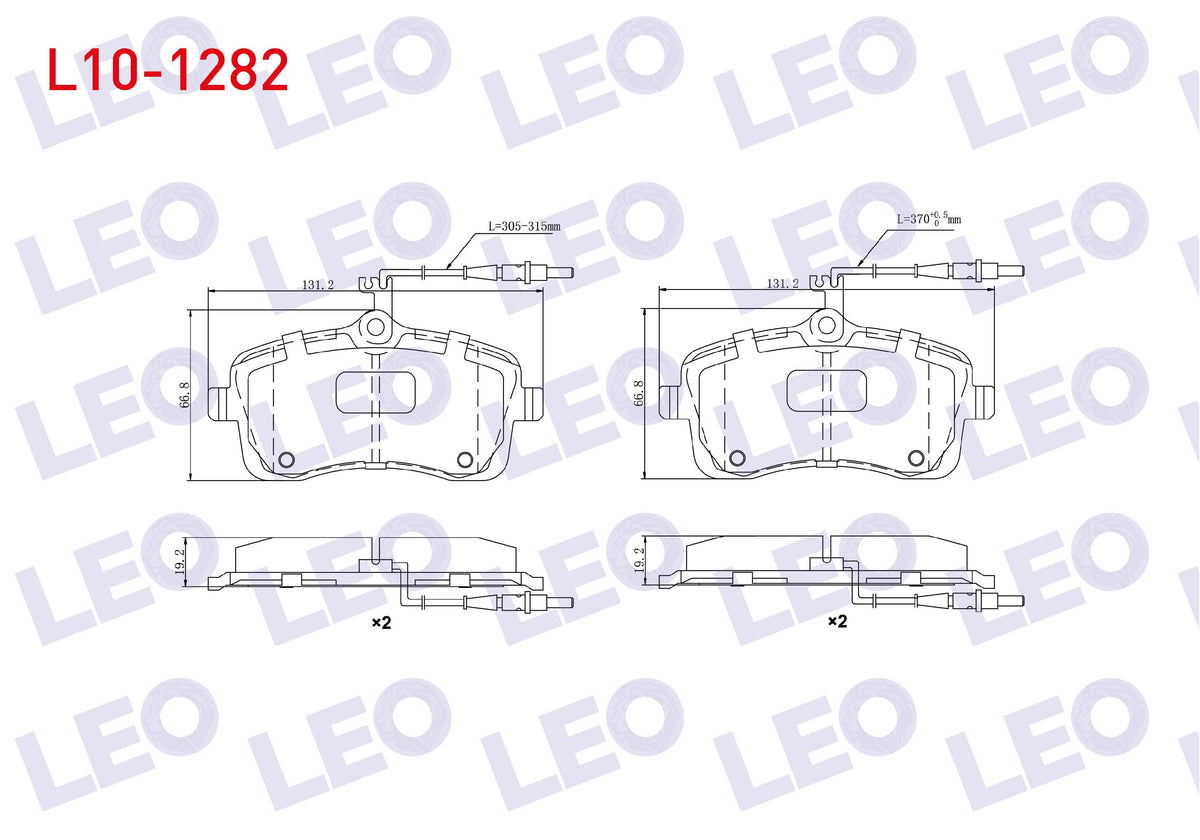 LEO L10-1282 Brake Pad Front with Connector Peugeot 407 (6D) 1.6 HDi 110 Hp 2004-2011 / Peugeot 407 (6D) 1.8i 11 — Brake Pads