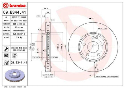 Brembo 09.B344.41 Brake Disc Front (Mercedes A-Series (W176) 12-/ B-Series (W246) 11-/ Gla 200 13 -) C — Brake Rotors & Drums