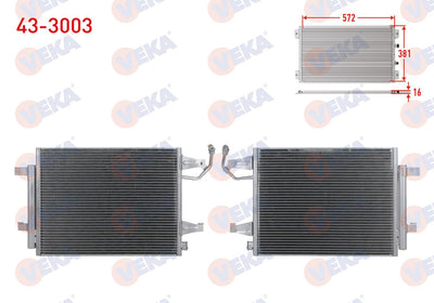 Veka 43-3003 A/C Condenser Mitsubishi Colt VI (Z3_A,Z2_A) 1.1 M-T 2002-2012 — Condensers & Evaporators
