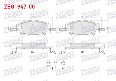 Zegen ZEG1947-00 Brake Pad Front Peugeot 208 II 2019-/ 2008 II 2019-/ Citroen C4 III 2020-/ C4 X 2022 — Brake Pads