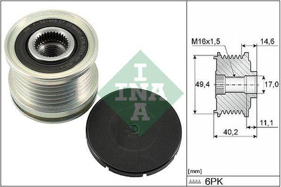 INA 535012410 Alternator Pulley Polo Passat Caddy A4 A6 Q3 Q5 Transporter T6 Amarok Golf 01- — Starting & Charging