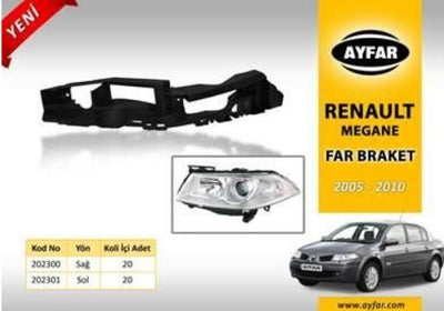 Ayfar 202301 Renault Megane 2 2004-2009 Headlight Lower Foot Left with Lens Headlight Type — Headlights