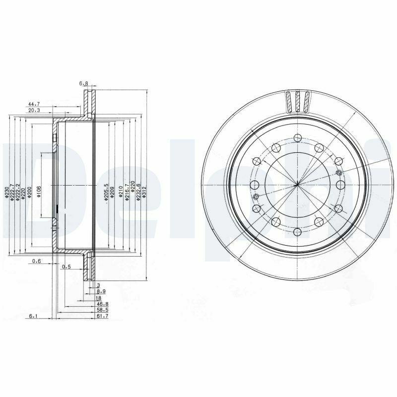 Delphi Brake Disc Rear for Land Cruiser 88-09 - Ventilated Design — Brake Rotors & Drums