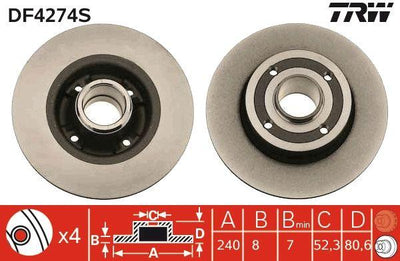 TRW DF4274S Disc Rear (Ad) 03-Mgn.II-Clo.III-Mds (Box Price Single) | Set of 2