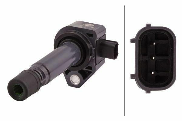 hella ignition coil for accord and civic models, HELLA 5DA358000-991 ignition coil close-up HELLA Ignition Coil 5DA358000-991 - Compatible with 2008 Accord 2.0 & 2006 Civic 1.6-1.8 | 12V HELLA Ignition Coil for Accord & Civic Models hella, ignition-coil, accord-ignition, civic-ignition, automotive-parts, car-repair, mechanic-tools, vehicle-parts, spark-plug-coil, ai-generated