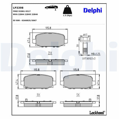 Delphi LP3398 Brake Pad Rear — Brake Pads