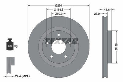 Textar 92184405 Textar / Brake Disc Compass Patriot 2.0 2.4 Asx 10 > Front — Brake Rotors & Drums