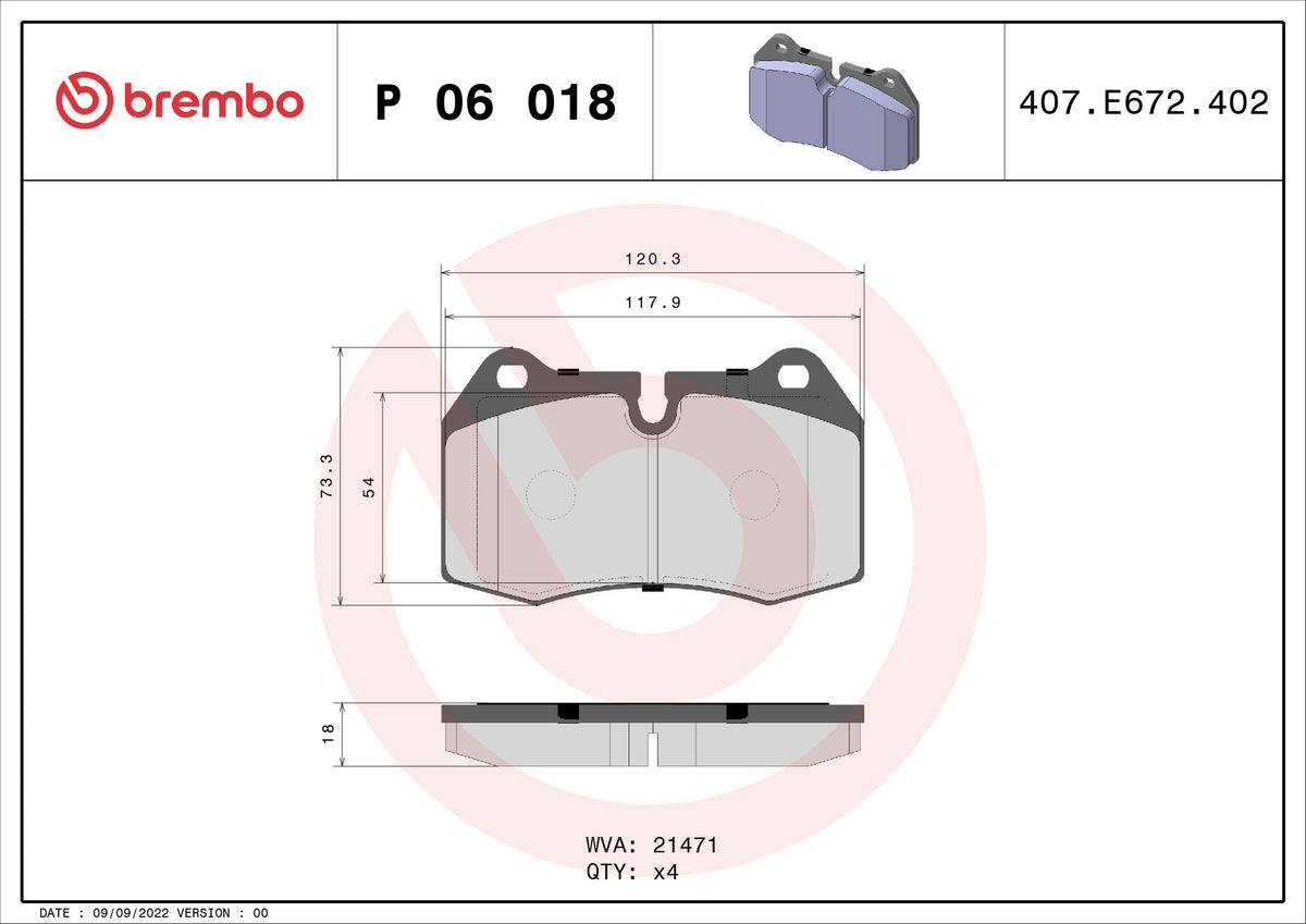 Brembo P06018 Brake Pad Front BMW E38 E31 E34 7.28-7.30 95-01