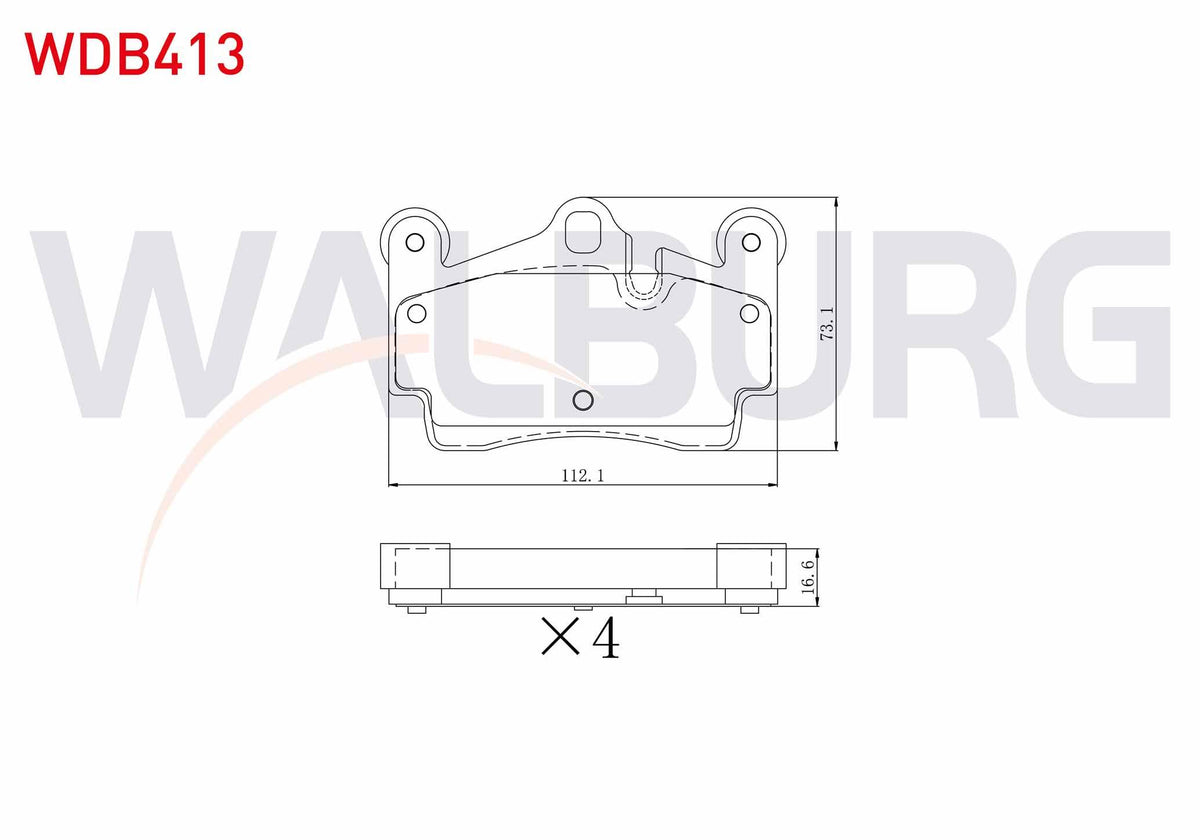 WALBURG WDB413 Brake Pad Rear VW Touareg 6.0i W12 2002-2010 / Audi Q7 3.0 TFSI 2006-/ Q7 4.2 FSI 2006-/ Q7 3.0 V — Brake Pads