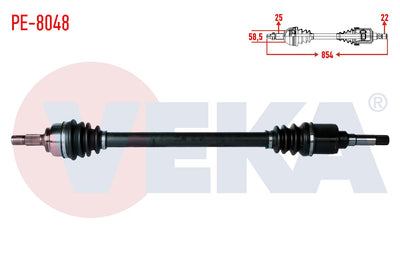 Veka PE-8048 Complete Axle Right Front Peugeot 207 (Wa — Axles, CV Joints & Boots