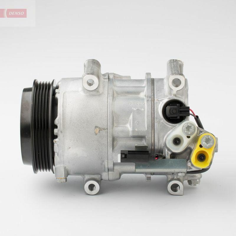 denso dcp17070 ac compressor, close up of denso ac compressor DENSO DCP17070 AC Compressor - 05-A-Series (W169) for Car Owners & Mechanics DENSO DCP17070 AC Compressor 05-A-Series | W169 denso, ac-compressor, auto-parts, car-repair, mechanics, car-owners, r134a, ac-system, oe-replacement, ai-generated