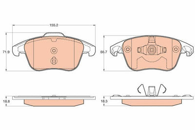 TRW GDB2025 Front Brake Pad For Citroen C4 & Peugeot 307 Compatible with Citroën C4, Citroën 307 — Brake Pads