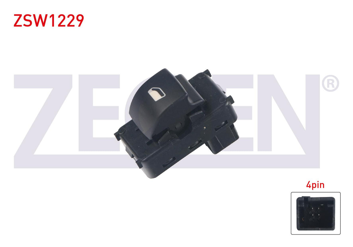 Zegen ZSW1229 Glass Release Switch Single 4 Pin 207-Berlingo-Partner-C4 2006-/ Scudo-Expert-Jumpy 1996 — Switches & Relays