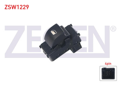 Zegen ZSW1229 Glass Release Switch Single 4 Pin 207-Berlingo-Partner-C4 2006-/ Scudo-Expert-Jumpy 1996 — Switches & Relays