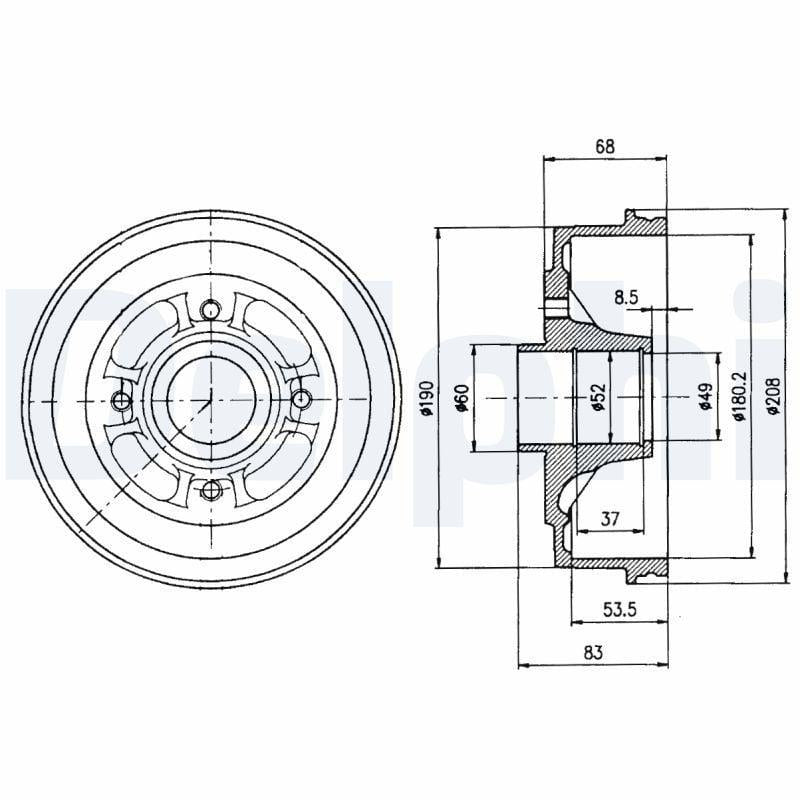 Delphi BF272 Clio-R9 Brake Drum — Brake Rotors & Drums