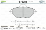 VALEO 670383 Front Brake Pads - High Performance for Xantia 2.0I 16V Estate