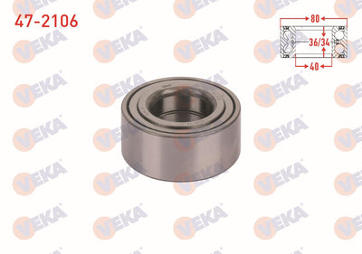 Veka 47-2106 Front Wheel Bearing Left-Right 40X80x36 / 34 Hyundai Sonata II 2.0i 1994-1998 / Sonata V 2.0i-2 — Wheel Bearings