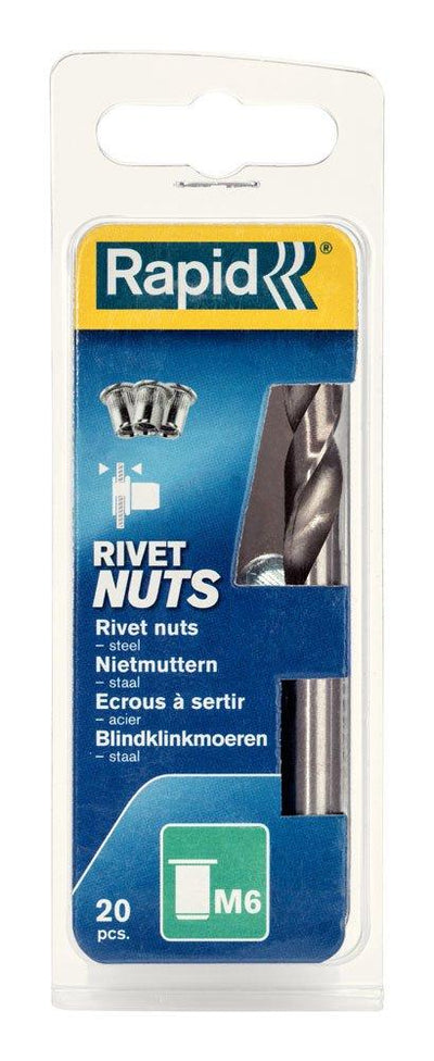 Rapid 5000673 Steel Rivet Nuts M6 (1 pack/20 pcs)