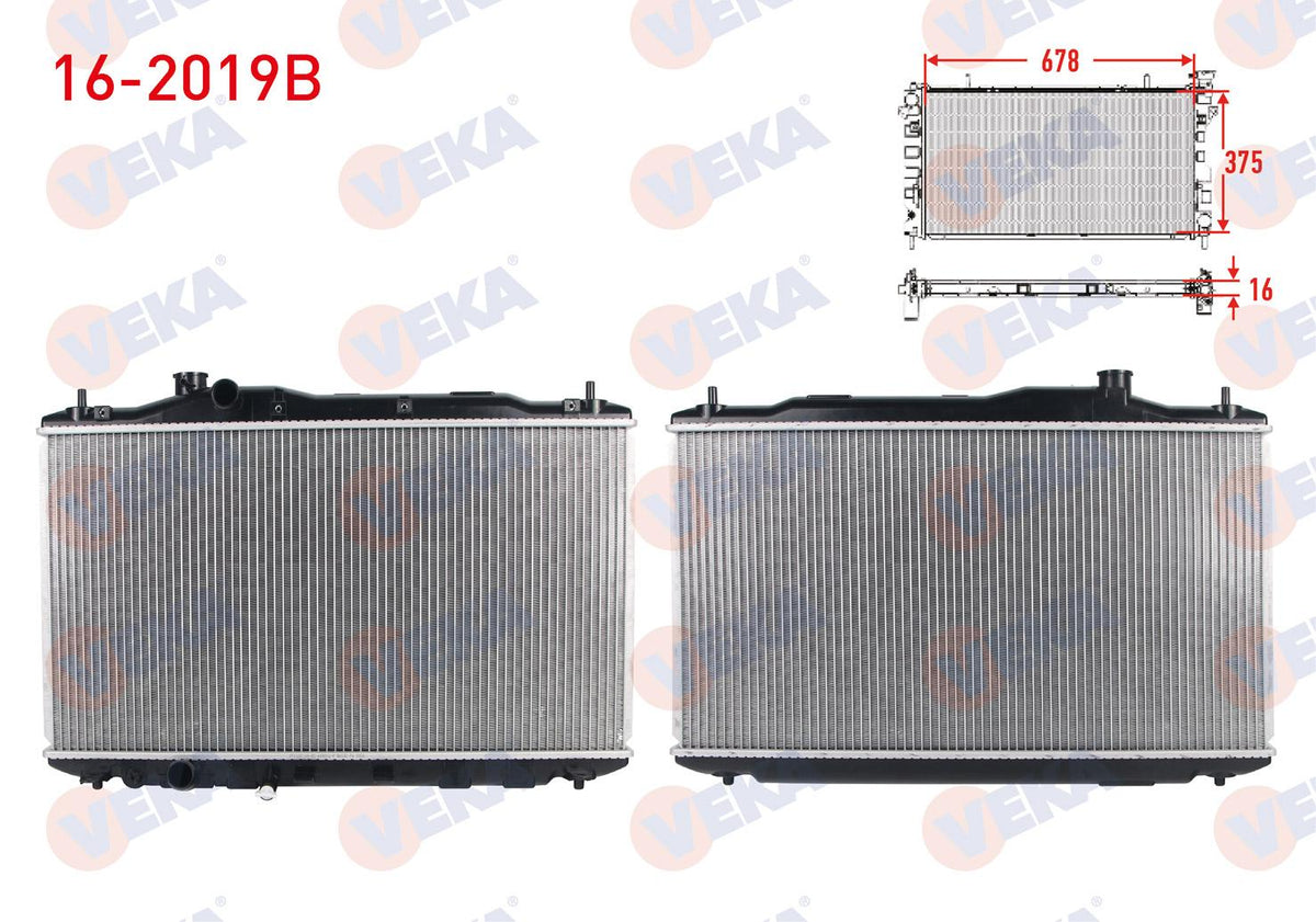 Veka 16-2019B Su Radiator Brazing Honda Civic Ix 1.6i M-T Ac + /-2012-/ Civic VIII 1.8i M-T Ac + /-2005-20 — Radiators & Fans